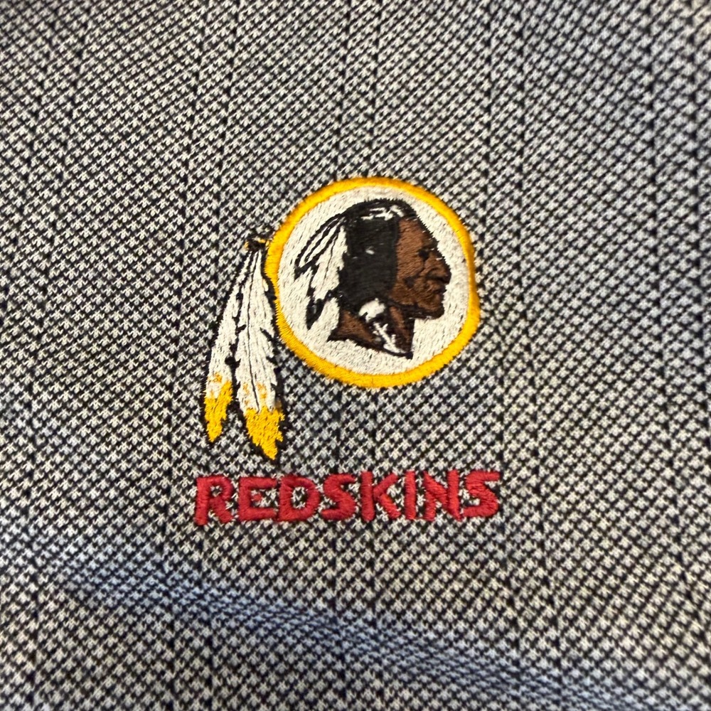 Dynasty Washington Redskins Polo Shirt Mens XL Grey Black Textured Knit Vintage - Picture 2 of 7